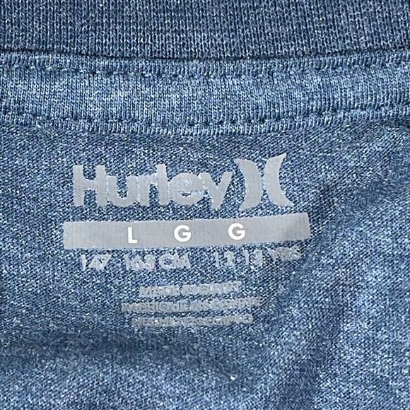 Hurley Heathered Blue Tee with Neon Rainbow Logo Large - Picture 2 of 8